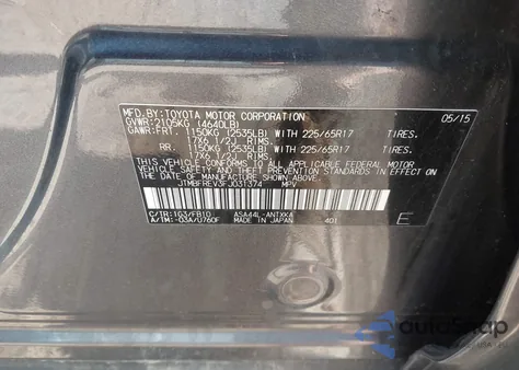 2015 Toyota Rav4 Le из США, поврежденный, VIN JTMBFREV3FJ031374